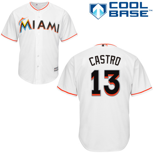 Marlins #13 Starlin Castro White Cool Base Stitched Youth MLB Jersey - Click Image to Close